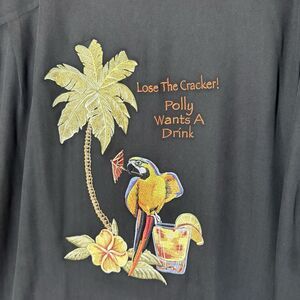 Lose the Cracker Polly Wants To Shoot A Birdie Silk Button Up Golf Parrot Black
